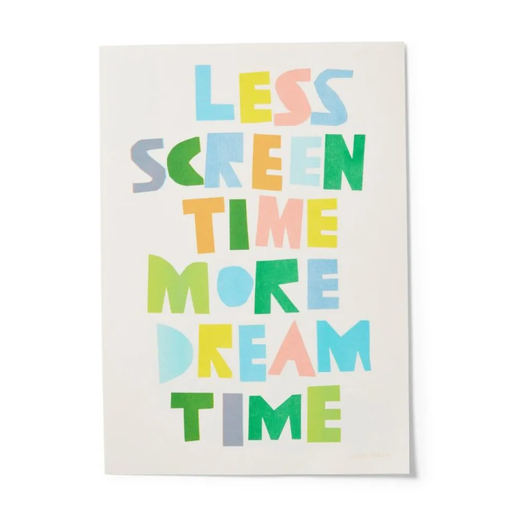 New Less Screen Time, More Dream Time Riso Print Screen Print Wall Art